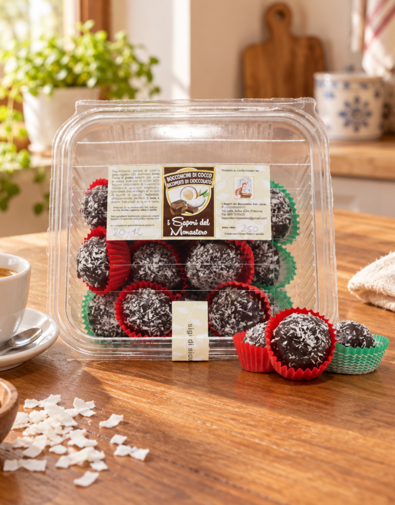 Bocconcini di cocco ricoperti di cioccolato