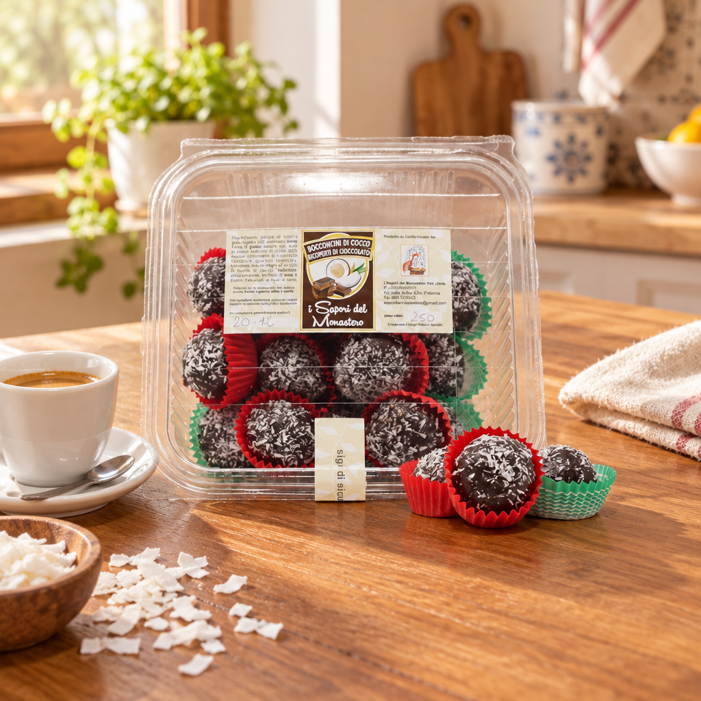 Bocconcini di cocco ricoperti di cioccolato